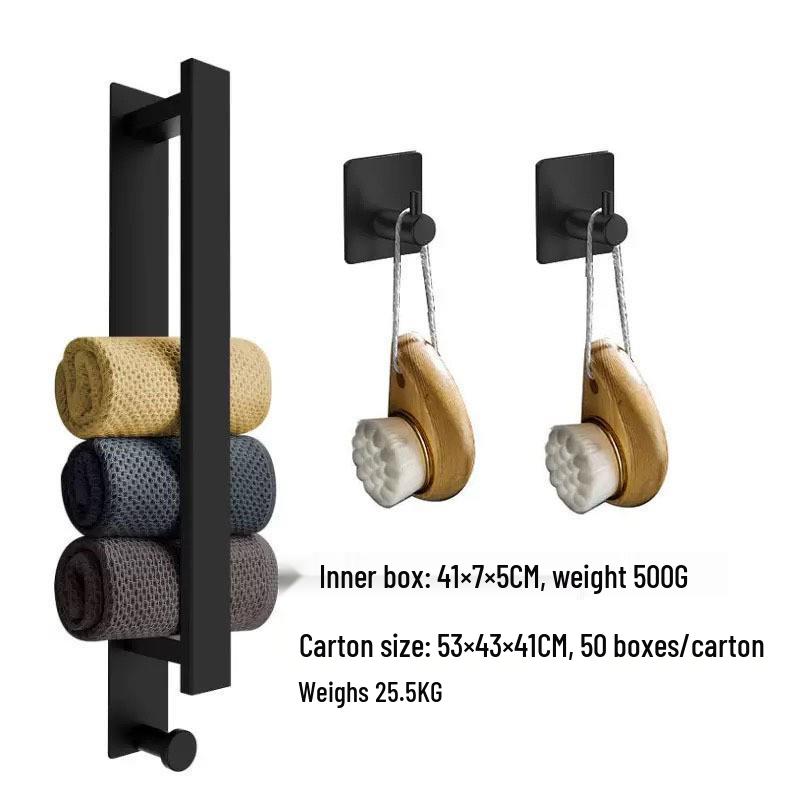 Edelstahl Handtuchstange ohne Bohren mit Haken - Wandmontierte vertikale Stange