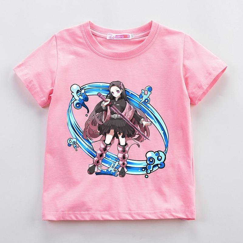 Kamado Nezuko Kochou Shinobu T Shirt for Girl Anime Demon Slayer Children Clothes Kids Short Sleeve Tees Summer Toddler  Tops