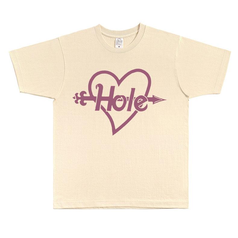 Alternative Rock Band Hole Pink Heart and Arrow Graphic Print T-shirt Courtney Love T-shirts Men Women Gothic Oversized T Shirts