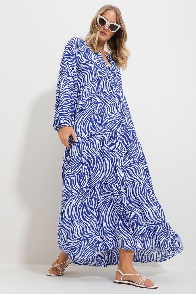 Women's Hijab Dress New Season Fashion Orange Magnetic Collar Paisley Patterned Maxi Dress