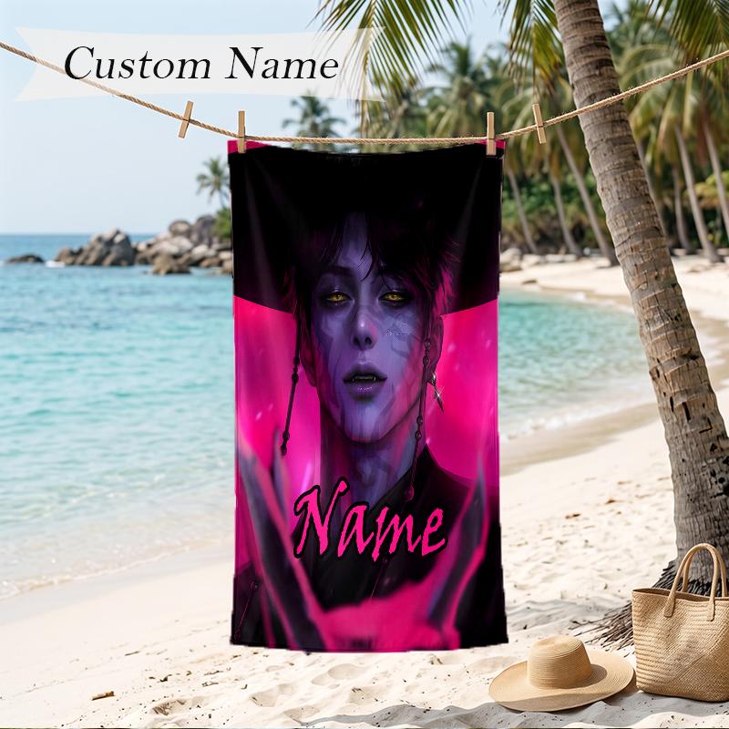 Jinu Benutzerdefinierter Name Aufgedrucktes Strandtuch Personalisiertes Weiches Handtuch zum Schwimmen Strand Reisen