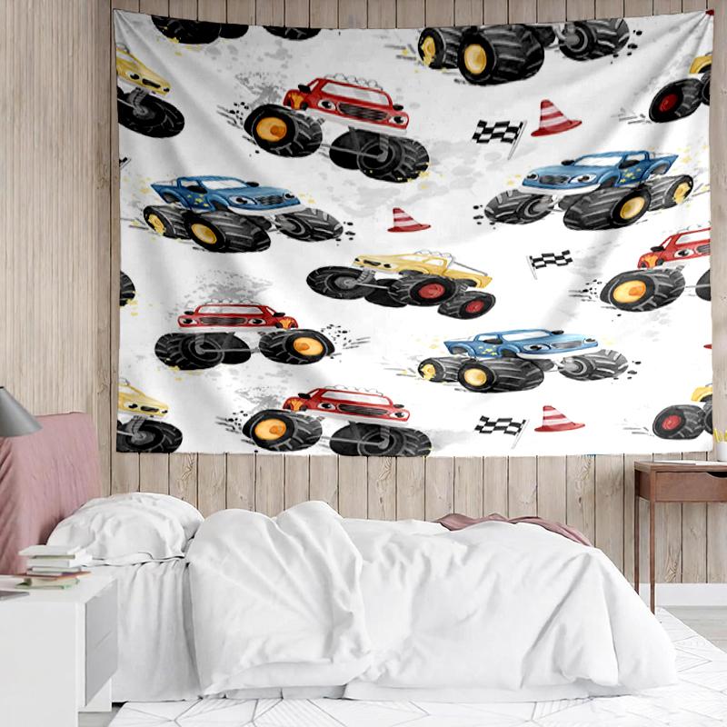 Truck Print Tapestry, Backdrop, Easy Setup, Ideal for Bedroom, Office & Living Room, with Aesthetic Wall Hanging Decor.