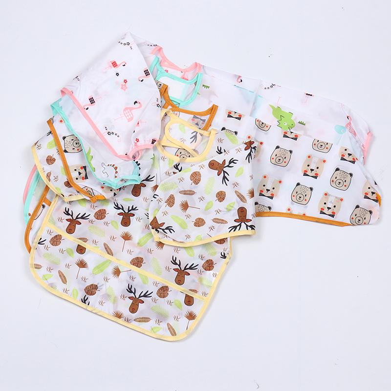 Baby Kids Toddler Long Sleeve Waterproof Art Smock Feeding Bib Apron Pocket