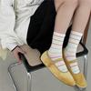 Women's Autumn Colored Polka Dot Sweat Absorbing Casual Mid Tube Cotton Socks