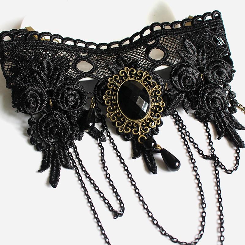 Gothic Punk Lace Choker Necklace For Women Fashion Retro Clavicle Chain Halloween Collar Choker Steampunk Jewelry Gift for Girl