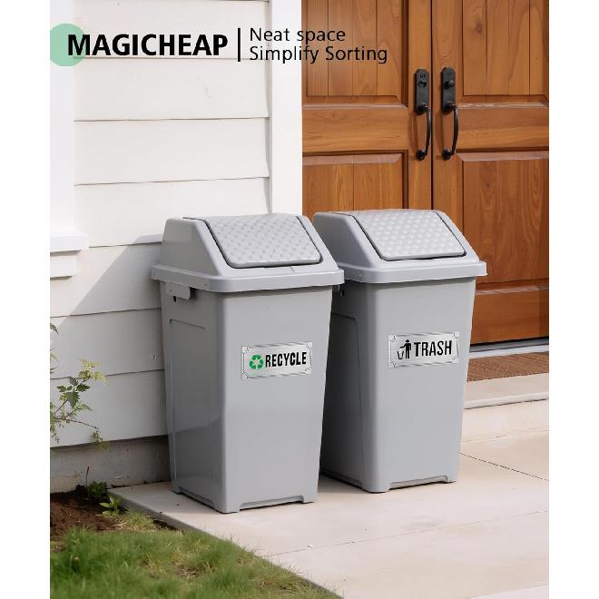 Trash and Recycle Stickers 8 Pack, Waterproof Recycle Sticker and Trash Stickers, Trash Bin Labels Combo for Home Indoor Outdoor Office Garbage Can