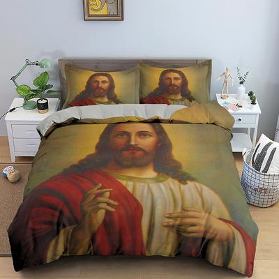 3D-Jesus-Bettbezug, christliches Bettwäscheset mit dem Heiligen Jesus, Bettbezug, passend für christliche Jesus-Bettwäsche, Gott segne dich