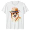 Corgi Dog with Hat Unisexs TShirt Watercolor Style