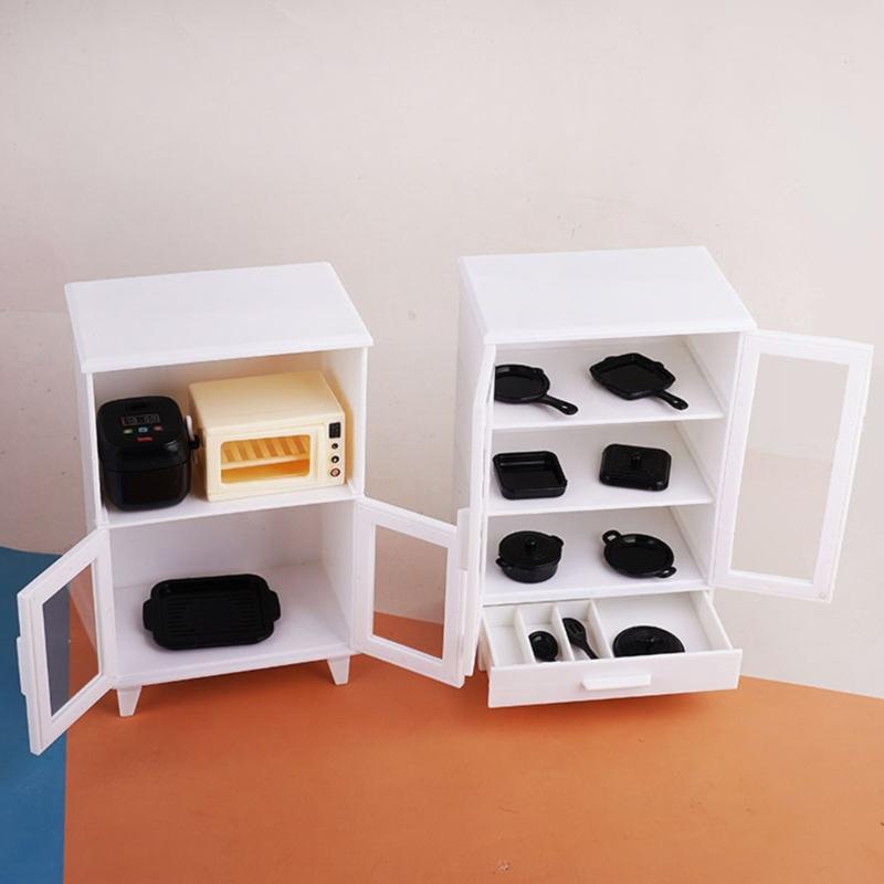 Mini Cabinet Model Dollhouses Accessories For Bedroom Kitchen Living Room Tiny House Decoration