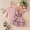 Fall Winter Outfit Set - Long Sleeve Ribbed Top, Dress and Headband 3-Piece
