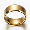 European & American 8mm Titanium Steel Men's Ring with Double Beveled Design - Three-Color Options