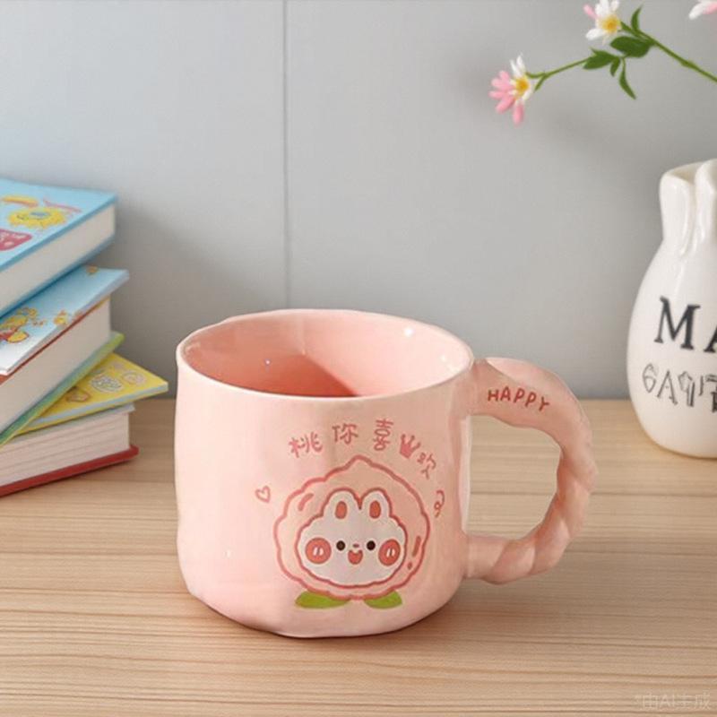 Tasse mit Deckel Löffel Niedliche Ins Style Tasse Hoher Wert Keramik Wasserbecher Rosa Bär Geburtstagsgeschenk Souvenir