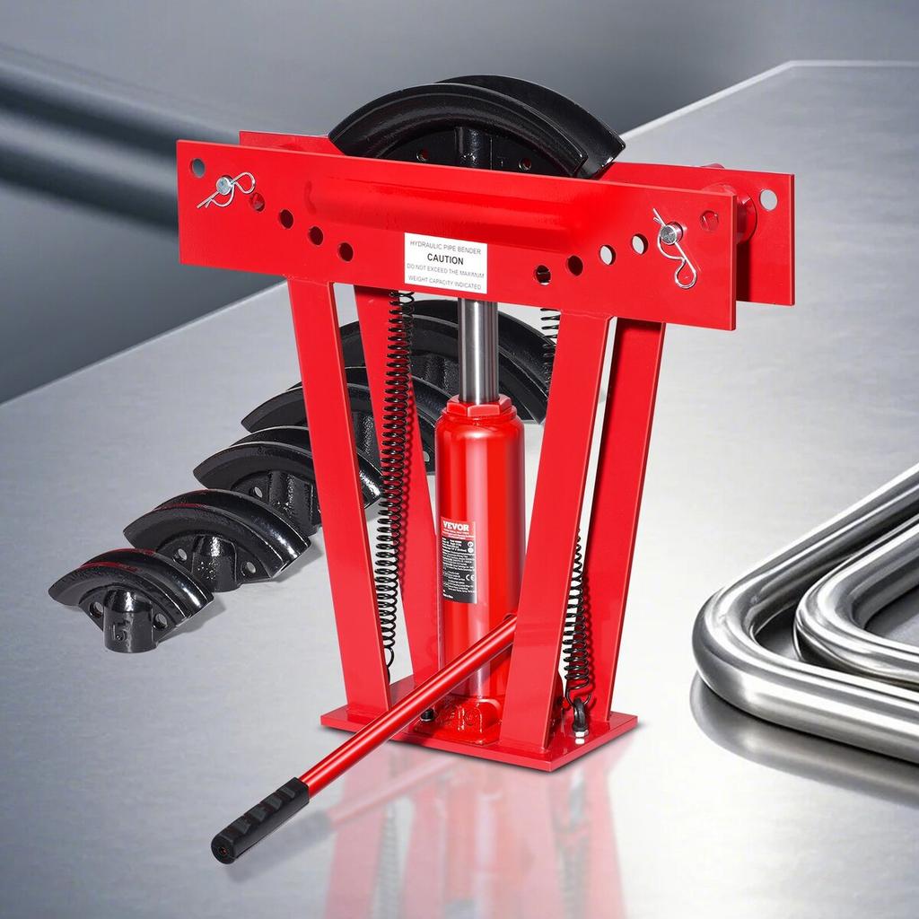 Hydraulic Pipe Bender, 12 Ton Manual Pipe Bending Tool with 6 Dies