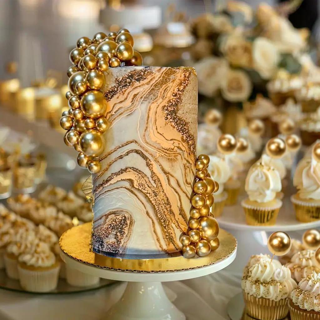 66 STÜCKE Kugel Kuchenstecker Gold 4 Größen für DIY Backdekoration Cupcake Topper und Hochzeitstag Geburtstag