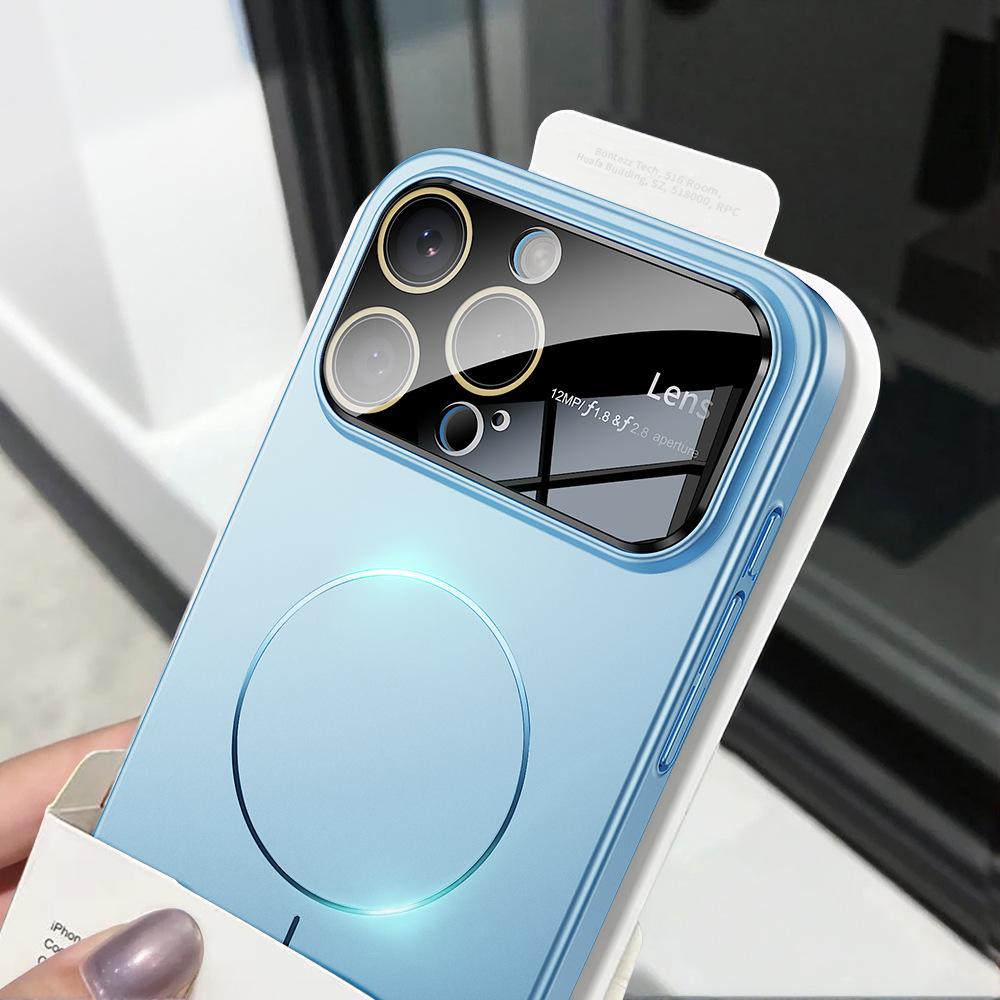 Large window PC matte skin feeling oil injection suitable for iPhone16Pro fine ring magnetic mobile phone case Apple 15 anti-drop