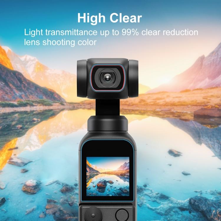 PULUZ 9H 2.5D HD Tempered Glass Lens Protector + Screen Film for DJI OSMO Pocket 2