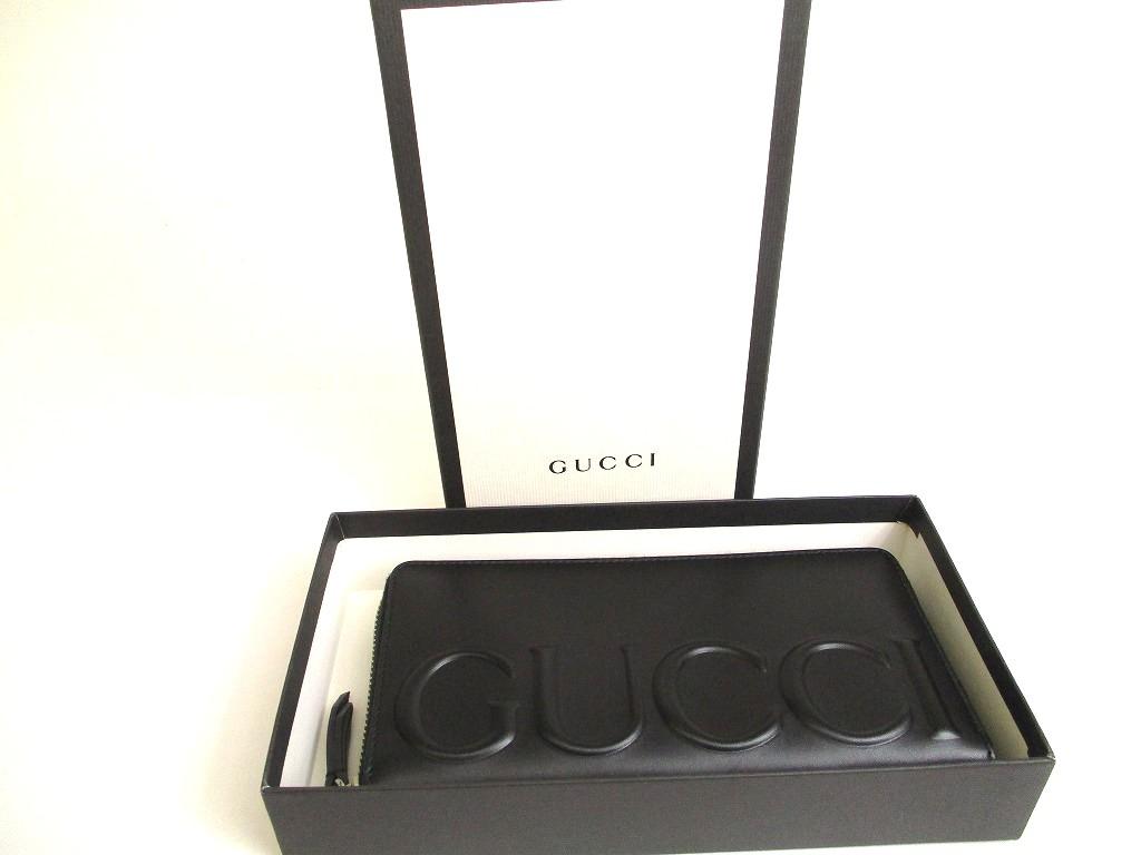 Authentic GUCCI Moon Logo Black Leather Round Zip Long Wallet #a854  Seller Refurbished