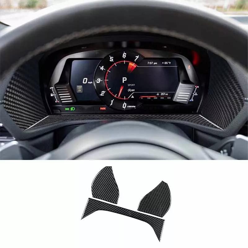 3Pcs Carbon Fiber Interior Speedometer Cover Trim For Toyota Supra A90 -