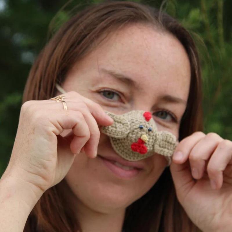 Hand-knitted Halloween funny colorful line mask and hat
