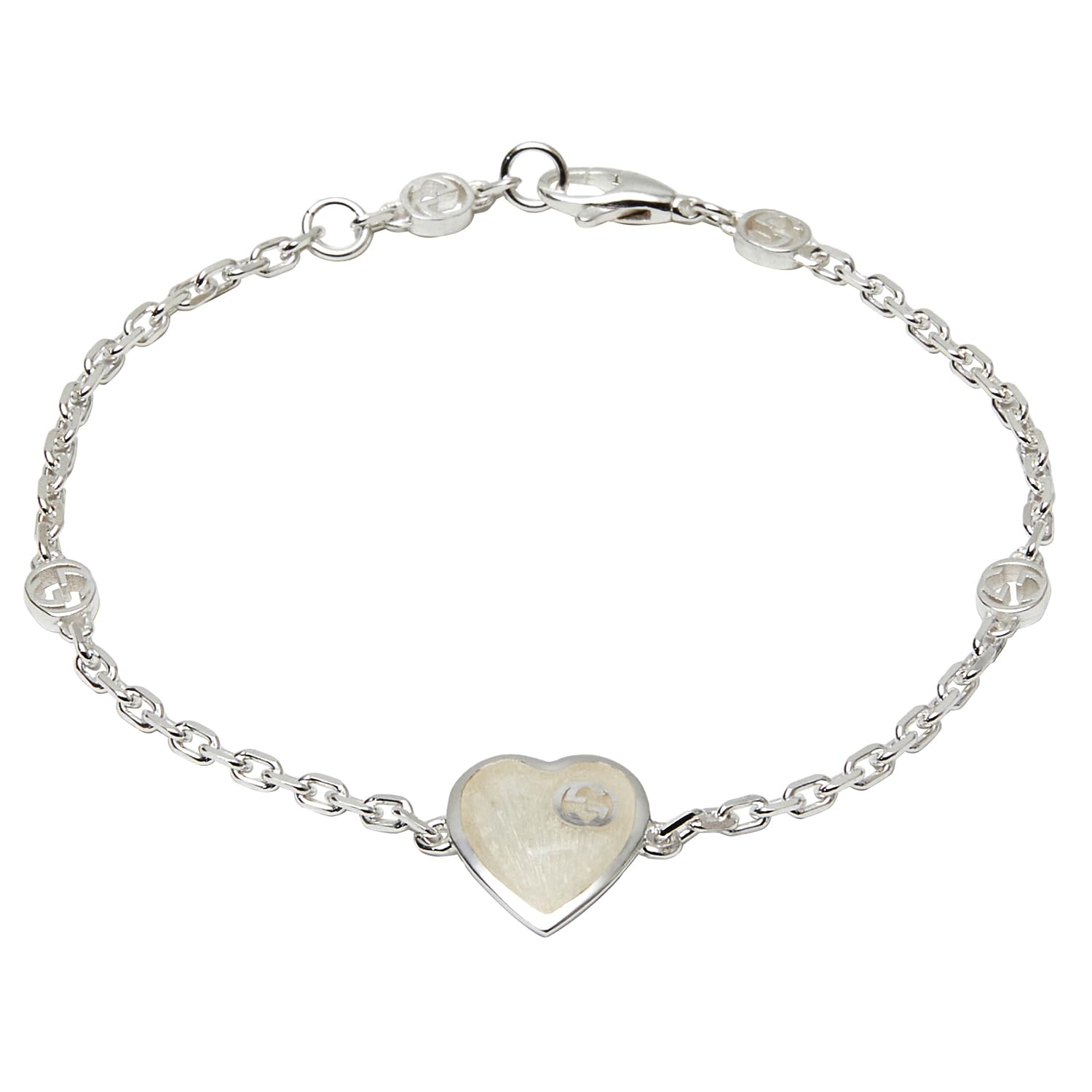 

Gucci Interlocking G Heart 645546 J8410 1184 Bracelet, 18cm, White/Silver, [Used]