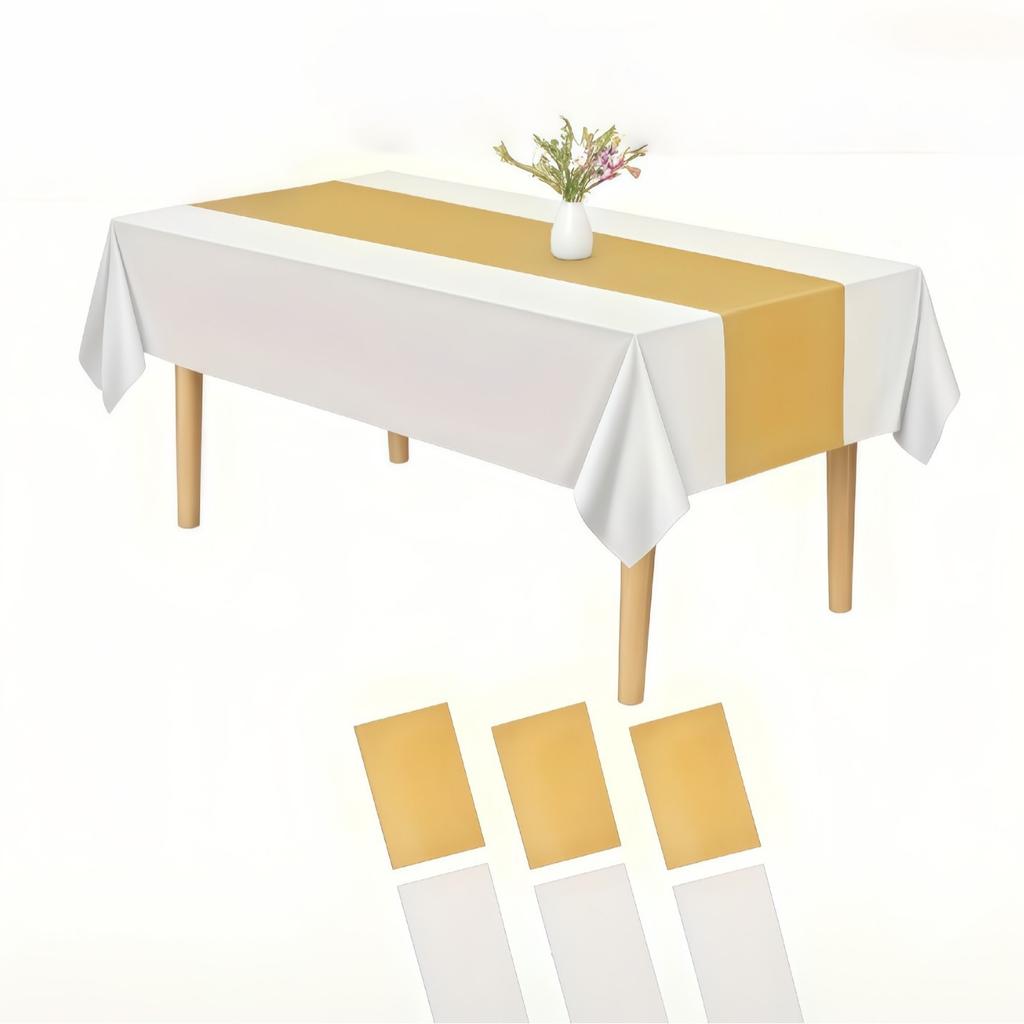 Disposable Polka Dot Tablecloth with Polyester Table Runner Waterproof Oil-Proof for Party Dining Table Decoration