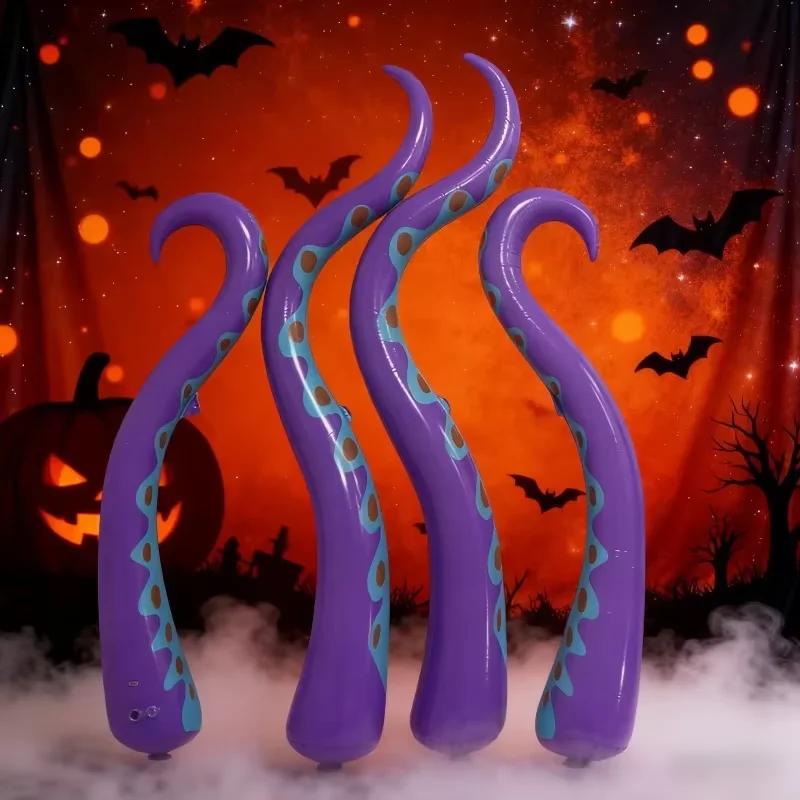 Giant Octopus Tentacles (4 Pieces) Outdoor Halloween Inflatable Decor Ideal Puppet for Holiday Party Yard Lawn Decoration