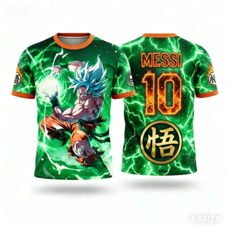 Popular Animal Dragon Ball Goku Football Superstar Messi Joint Jersey for Summer 2026 Adult and Children Sports Shirt