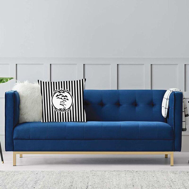 Streifen und Fledermäuse, nordischer Kissenbezug, Heimdekoration, Goth, Okkult, Hexe, Halloween, Stuhlkissen, 40 x 40 cm, dekorative Kissen