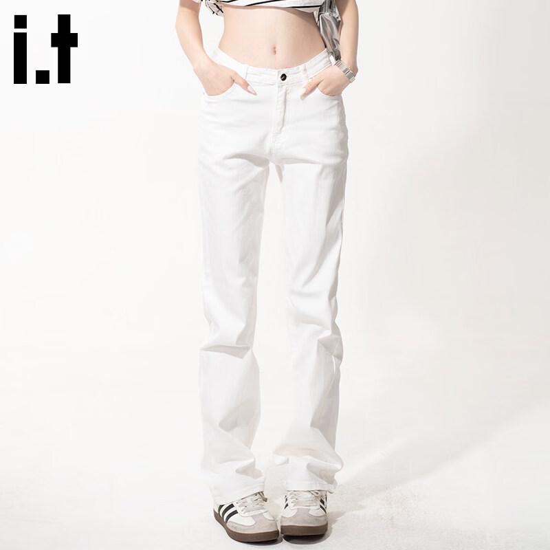 Женские прямые белые джинсы CHOCOOLATEit с высокой талией M