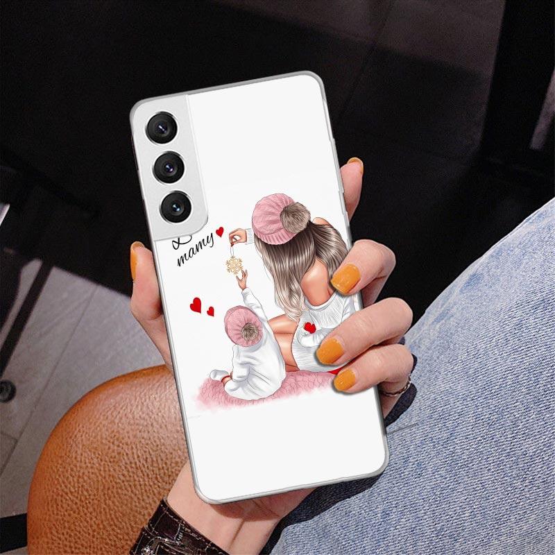 Mom Baby Girls Phone Case For Samsung Galaxy S24 S25 Edge S26 Ultra S23 S22 S21 Plus S20 FE + Personalized Print Cover Galaxy S2