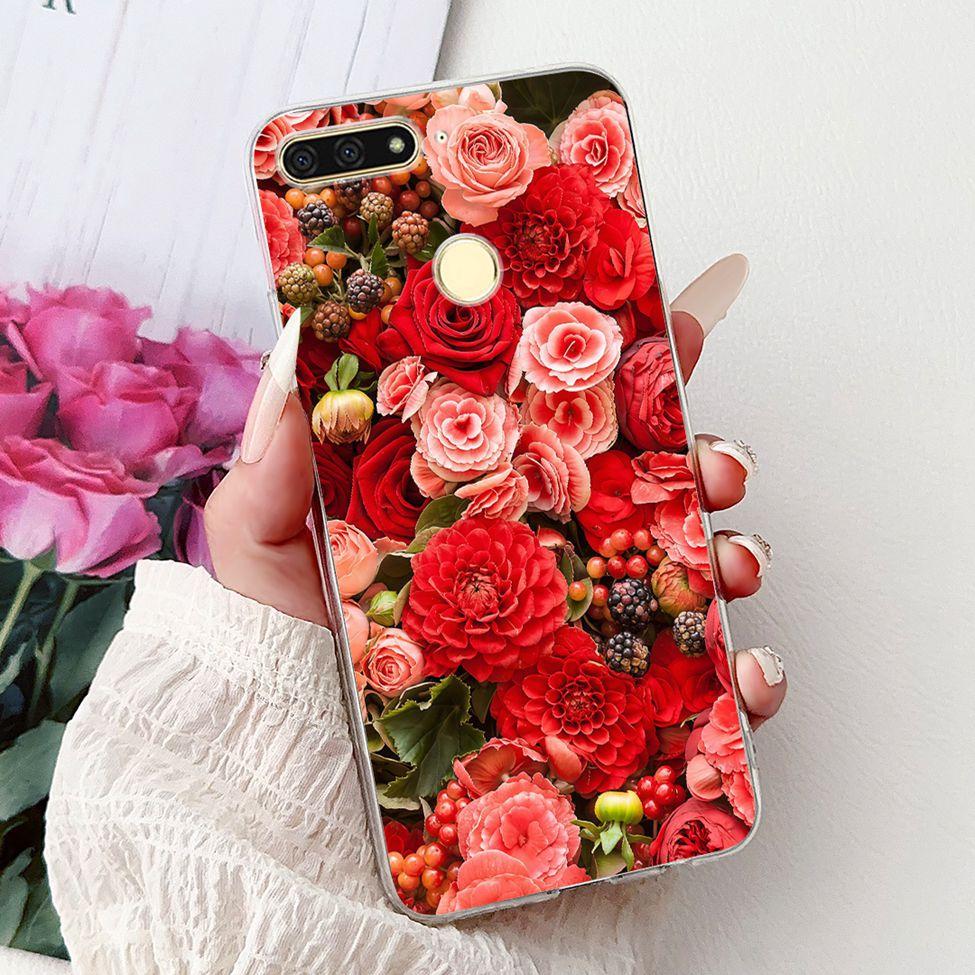 For Huawei Y6 Prime 2018 Case Clear Cute Fashion Flowers Luxury Painted Cover For Huawei Y6Prime 2018 Phone Case ATU-L42 ATU-L31