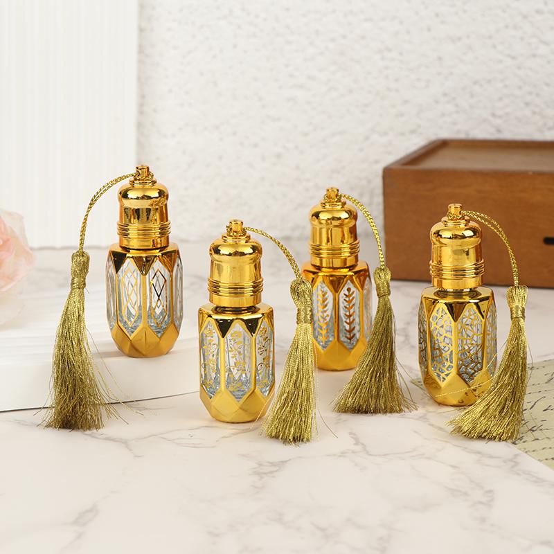 6Ml Mini Steel Ball Roll-On Bottle Luxury Gold Glass Perfume Sample Vials Portable Refillable Bottles Travel