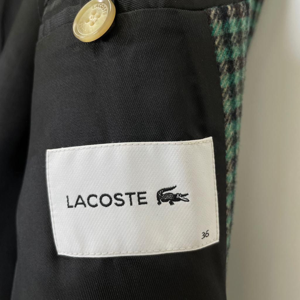 Lacoste BF1111L Classic wool blend soutien collar coat coat 36 greenUsed
