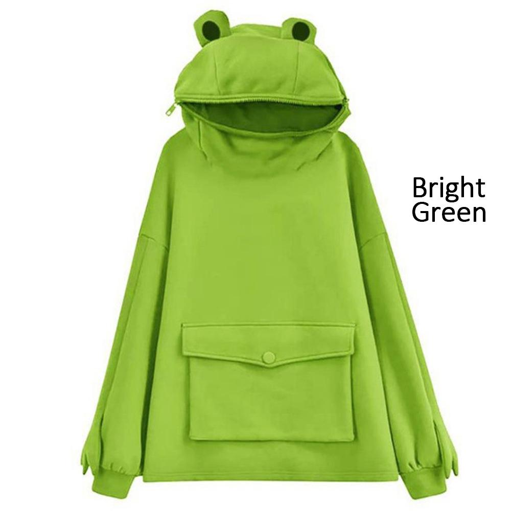 Dámská mikina Frog Hoodie Oversized Harajuku Mikiny s kapucí Žena Podzim Zima Velké velikosti Běžné Kapesní Mikiny Pulovry Topy