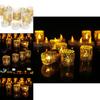 Elegant Set Of 12 Led Electronic Candles With Pvc Hollow Pattern For Weddings And Parties