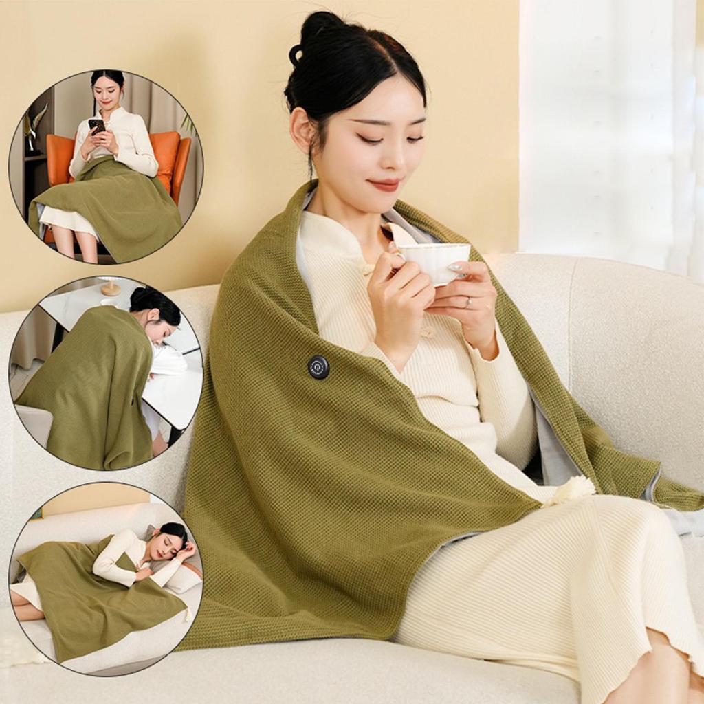 Fast Heating Wearable Heated Blanket Shawl Electric Throw for Camping Travel Winter Car Office Sofa Bed Warm Gift for Elderly