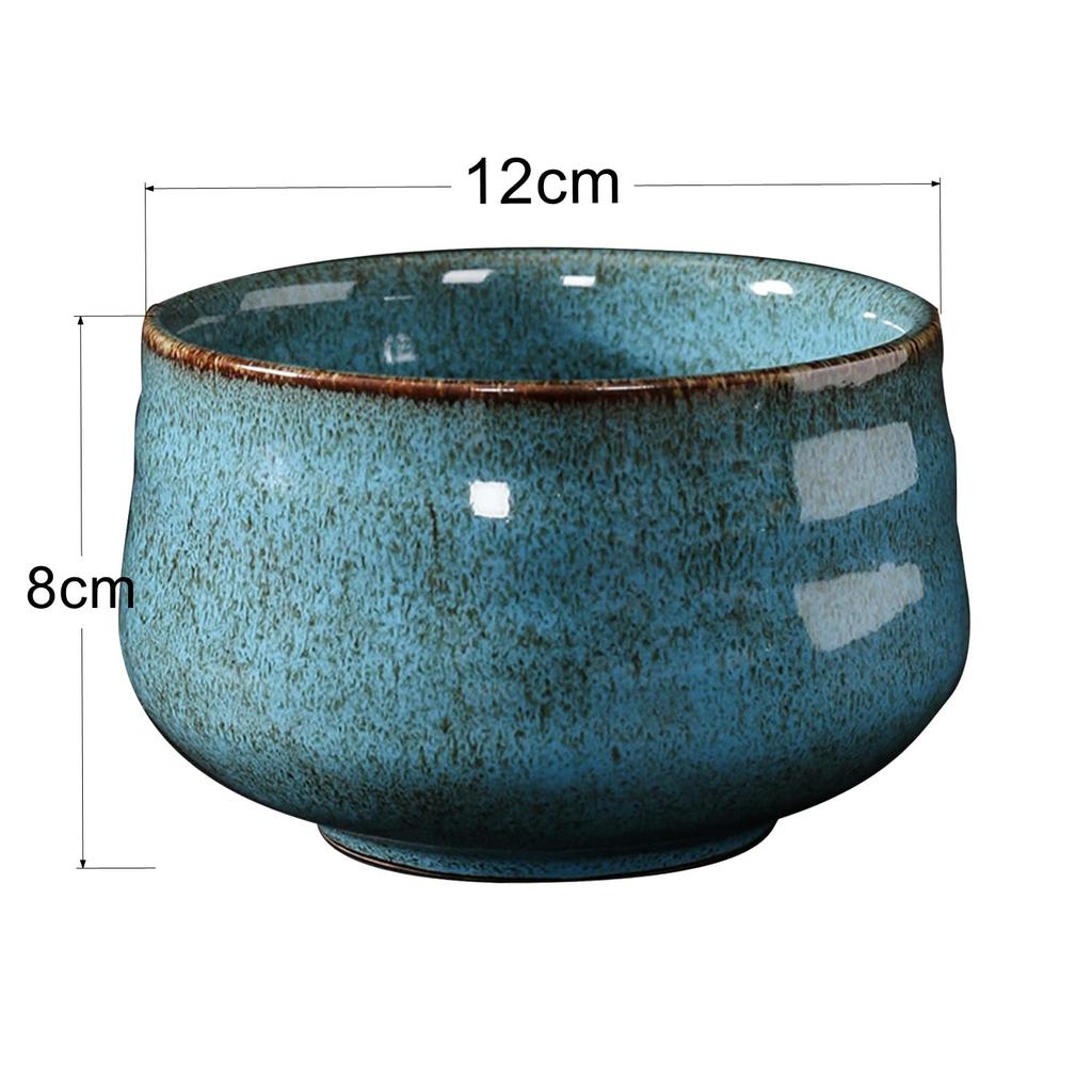 Stylish Matcha Tea Blue Traditional 12cm 8cm 400ml Tea Ceremony Popular Gift for Tea Ceremonies Bowl, Glaze, Kyoto-yaki, Craftsmanship, Ceramic,