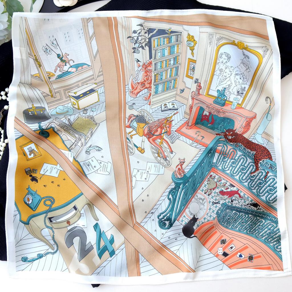 Neuer 100% Naturseide Schal Halstuch Foulard Damen Bandana Schals Frauen Hijab Schal Wickeltuch Quadratisches Kopftuch