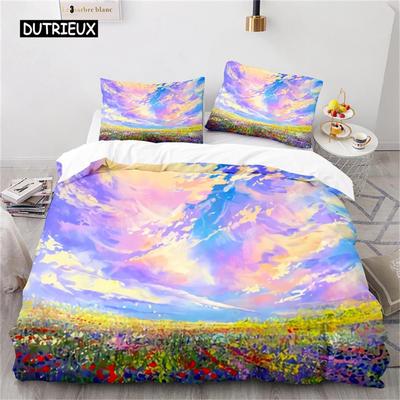 Ölgemälde Bettbezug Kunst Mikrofaser Landschaft Romantischer Bettdeckenbezug Bettwäsche für Kinder Teenager Erwachsene Schlafzimmer Dekoriert