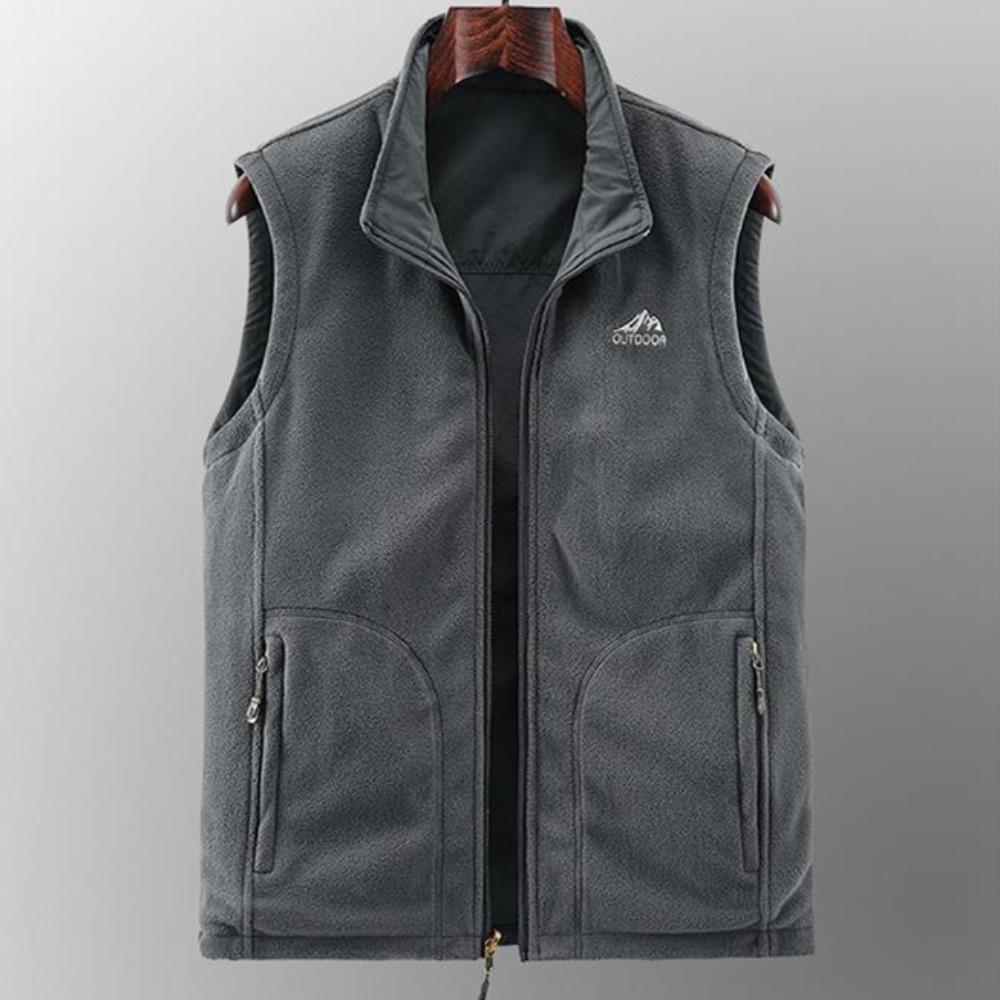 Reversible Sleeveless Jacket Men's Vest Coat Winter Waistcoat Thick Warm Fleece Workwear Tops Cargo Vest Windbreaker New Fashion