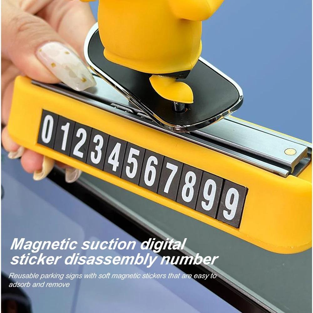 Sliding Skateboard Bear Car Temporary Parking Number Plate, Silent Magnetic Dashboard Phone Card