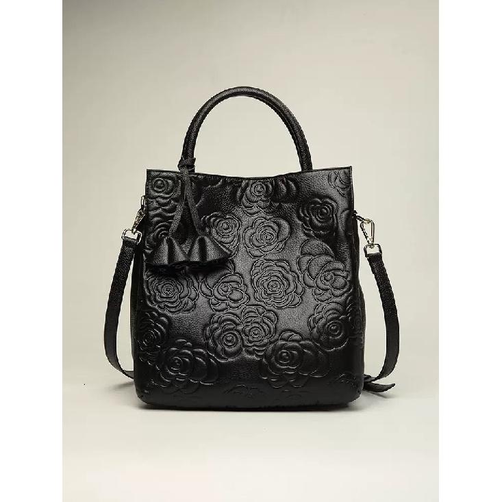 Genuine Leather Women s Bag Cowhide Bag New Camellia Handbag Fashion Large Bag Single Shoulder Crossbody Bag