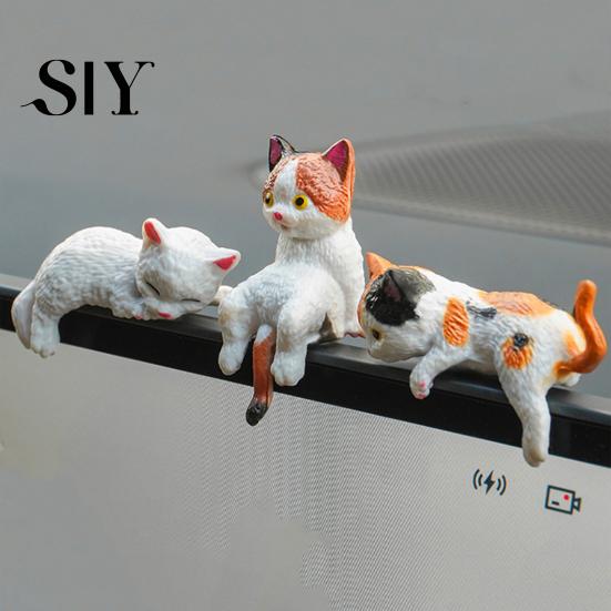 Tiny Plastic Cat Statues Mini Figurine Miniature Cute Cartoon Kittens Ornament for Office Decorations Computer Monitor Car Dashboard Home Desk