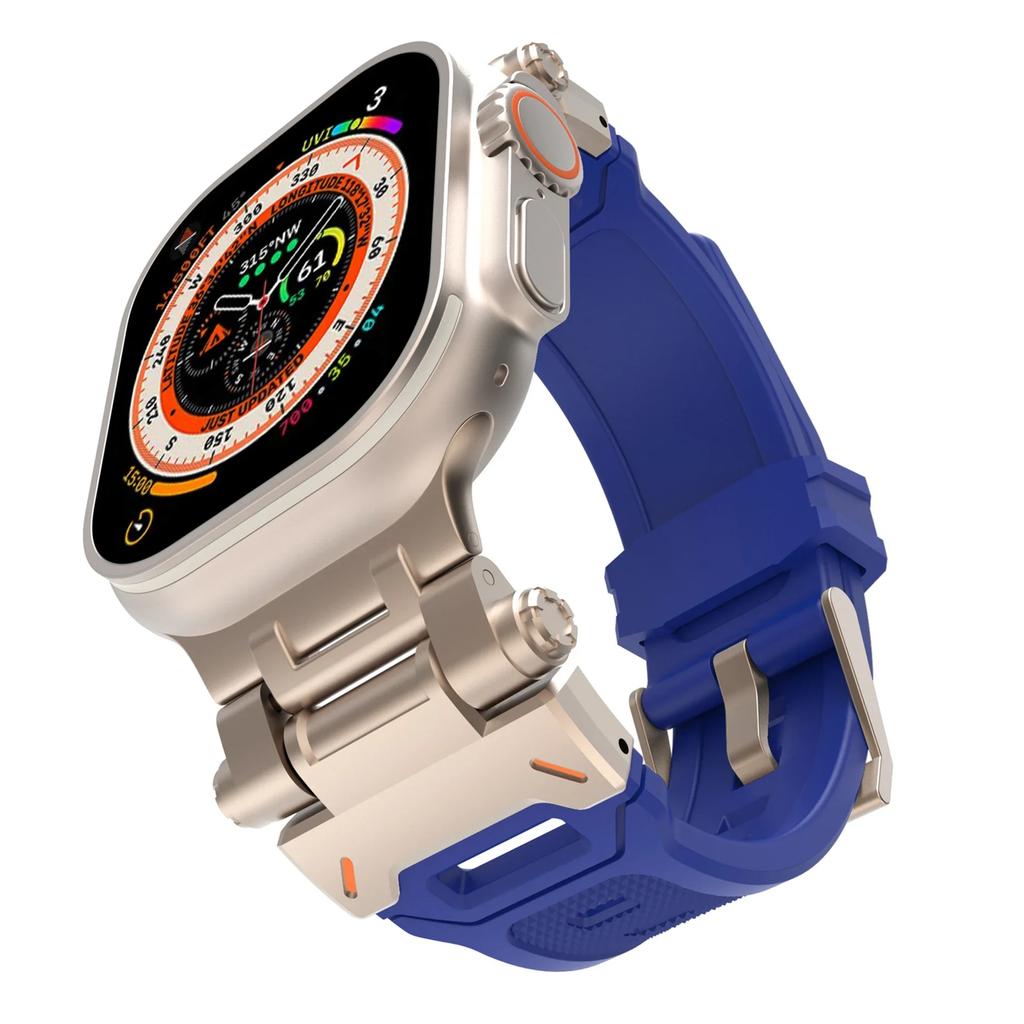 Silicone Strap for Apple Watch Strap Ultra 3 49mm 46 45 44 42mm Titanium Color Sports Watch Band for IWatch 11 10 9 87 6 5 4 SE3