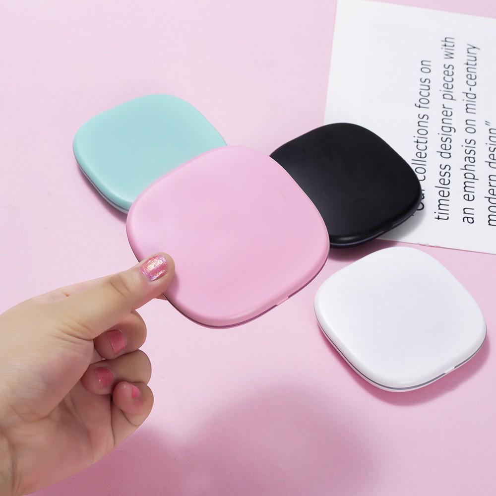 Illuminated LED Folding Makeup Mirror - Portable, Handheld, Square Design for Girls' Dormitory.