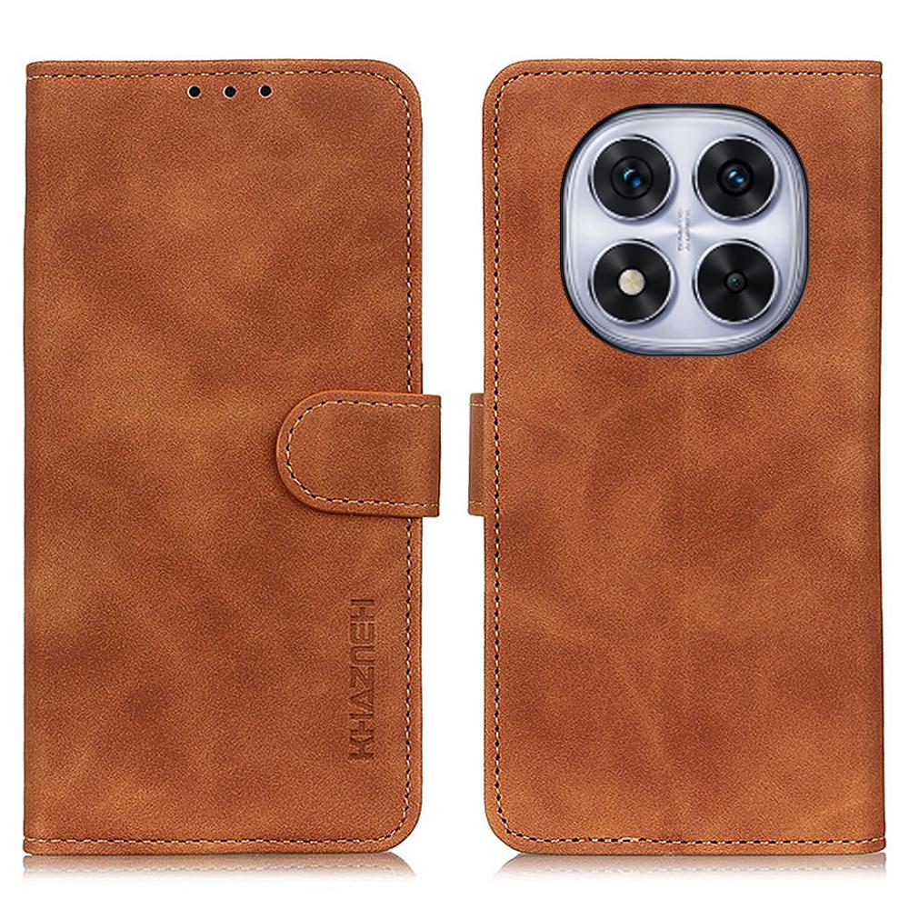 

KHAZNEH For Xiaomi Redmi Note 14 Pro+ 5G/Note 14 Pro 5G/Poco X7 5G Wallet Case PU Leather Phone Cover Retro Texture Brown