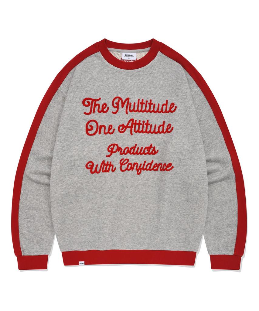 COVERNAT Retro Lettering Sweatshirt Melange Gray