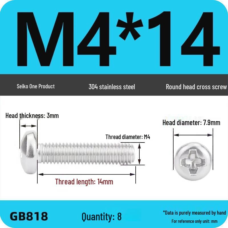 Phillips Pan Head Machine Screws, 304 Stainless Steel, Sizes M1-M10
