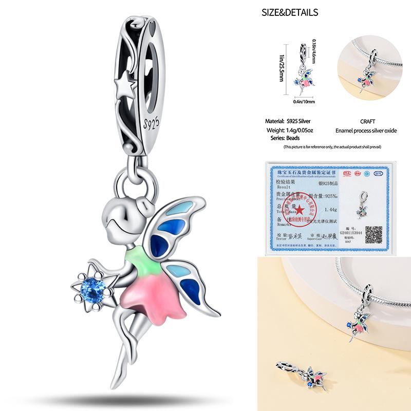 100% Kupfer Perle Elf Blume Fee Zirkon Anhänger Passen Original Armband Anhänger Charms Für Schmuckherstellung