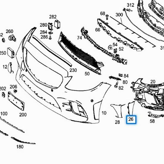 Mercedes-Benz W205 C200 Front Bumper Trim A2058856502 A2058856602
